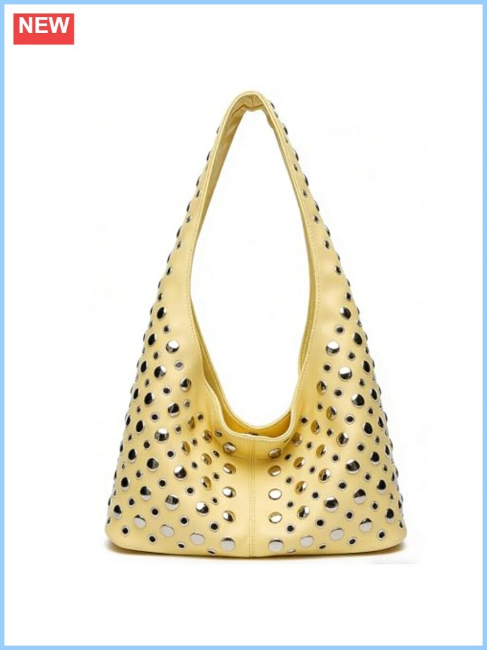 Women Punk Studded Y2K Shoulder Purse Soft PU Leather Tote Bag
